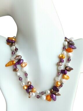 Blister Pearl Necklace in Purple Orange White 🆕